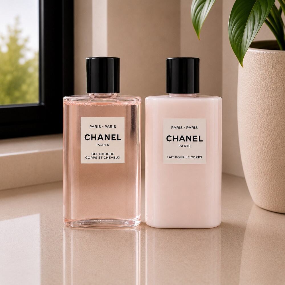$151 New CHANEL Paris-Paris Shower Gel & Body Lotion Bundle New 2-Piece